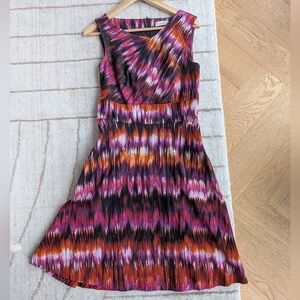 Calvin Klein Pink and Orange Patterned Midi Dress